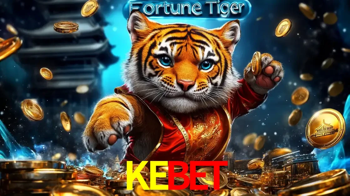 Imagem promocional do jogo de slot Fortune Tiger, com um tigre majestoso em traje tradicional cercado por uma fortuna em moedas de ouro, disponível agora no cassino KEBET.